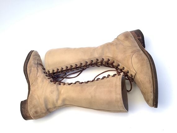 Nap a tan San Francisco Shoe Co. Victorian Laced Lace up Boots