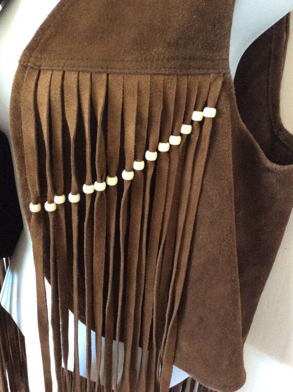Vintage Boho western fringed fringe vest southwes… - image 3