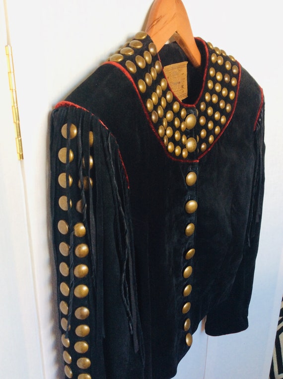 Vintage western southwest cowboy fringed studded … - image 1