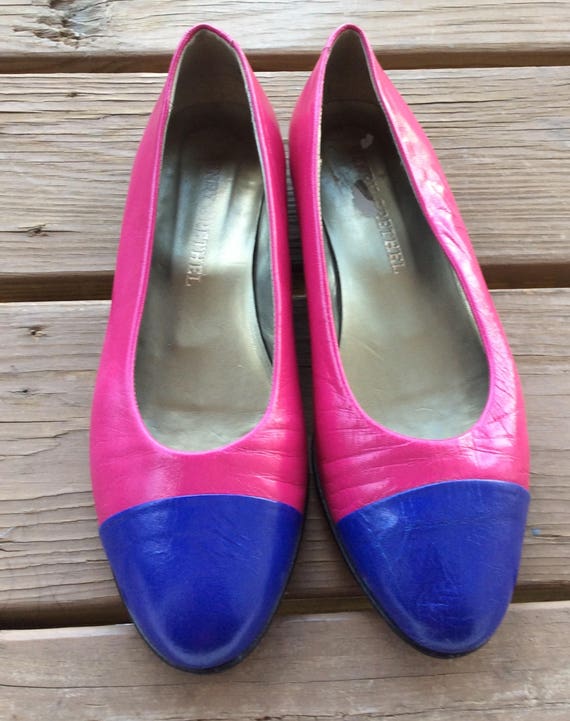 Purple pink flat mod vintage shoes size 9 80s 90s