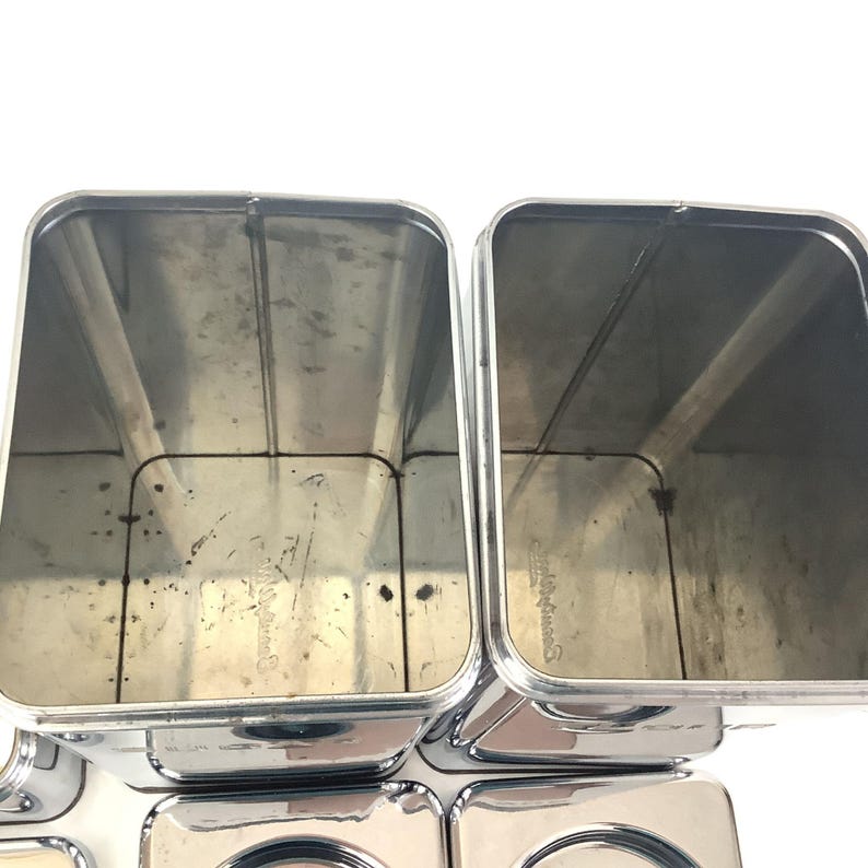 Vintage Kitchen Canisters Set Chrome Metal Beautyware 1950s bild 4