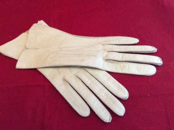 Vintage leather gloves size 6.5 washable retro sm… - image 2