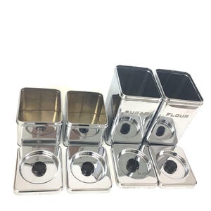 Vintage Kitchen Canisters Set Chrome Metal Beautyware 1950s bild 3