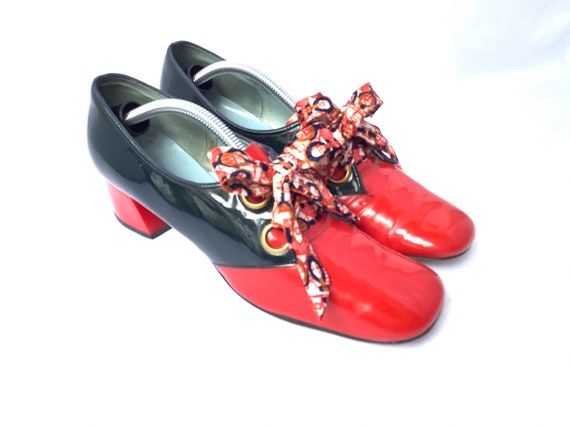 Funky 60s mod shoes size 7.5 rare vintage red blu… - image 4