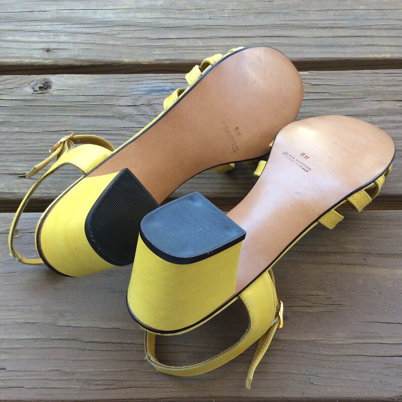 block heel yellow sandals