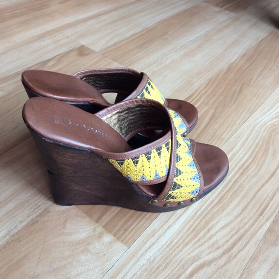 Vintage Diane Von Furstenberg Platform Sandals 80s Wood Sole