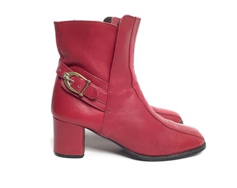 60s Mod Etienne Aigner ankle boots booties rare retro vintage Oxblood burgundy size 7