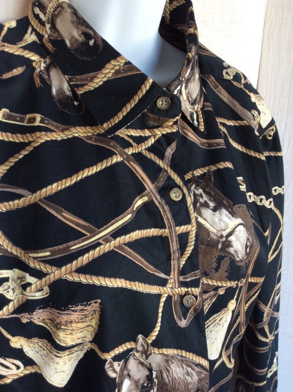 Vintage horse themed shirt top blouse cowboy West… - image 1