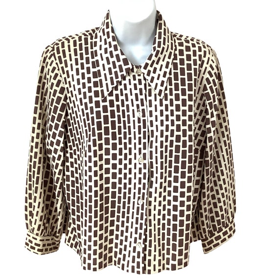 True vintage op art 60s mod blouse top shirt funk… - image 1