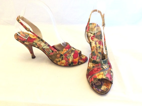 floral heeled shoes