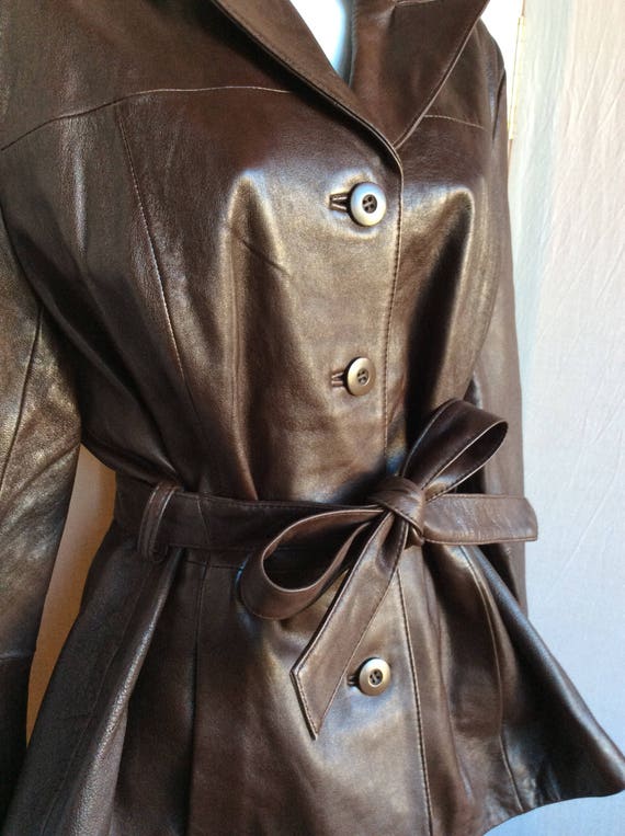 80s 90s Leather jacket super soft leather brown s… - image 2