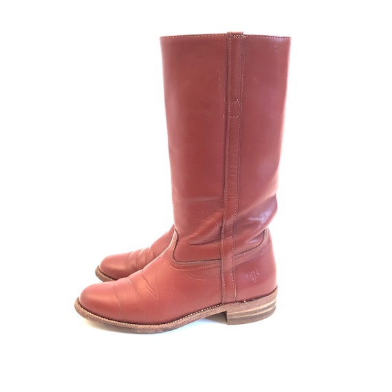 True vintage Frye Oxblood boots 70s 80s maroon bu… - image 1