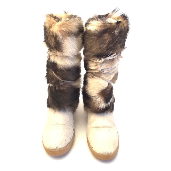 Eskimo boots Retro fur boots snow winter funky ha… - image 3