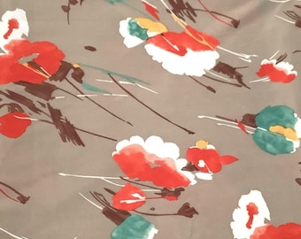 Vintage Sewing Fabric Retro Polyester 1970s Floral