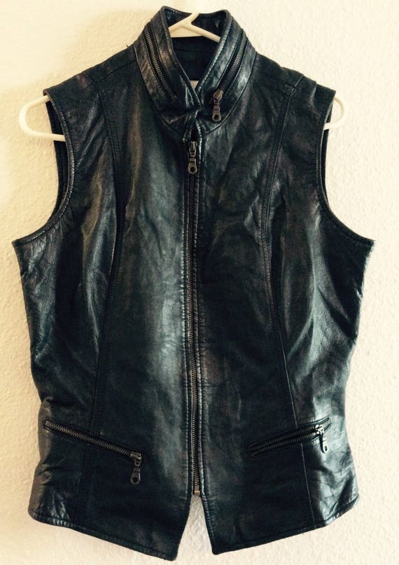 Vintage leather vest size large moto