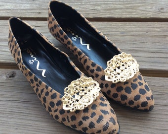 Funky vintage leopard Nina flats new old stock size 7.5 rococo baroque