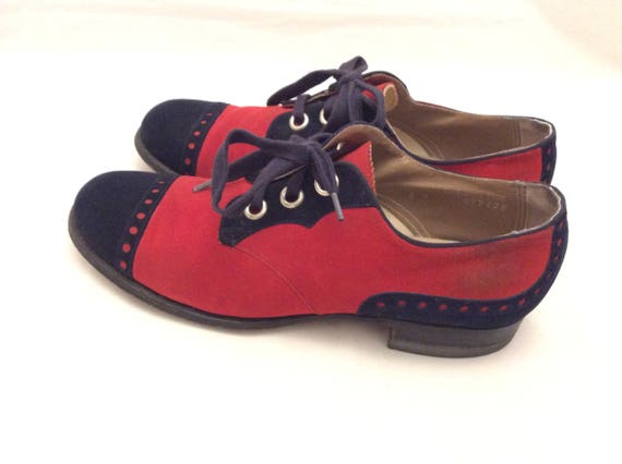60s rare mod shoes size 8.5 red blue suede retro