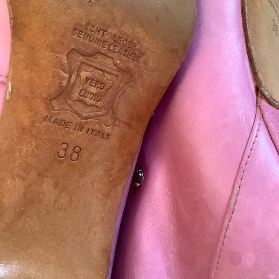 Vintage 80s pink perforated rhinestones boots siz… - image 2
