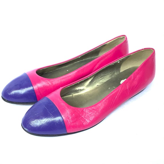 Purple pink flat mod vintage shoes size 9 80s 90s… - image 4