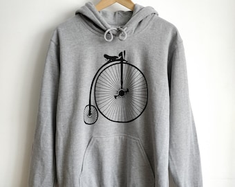 Bicycle Logo Sweatshirt,Bicycle Print sweater,High Wheel Bicycle Mens Womens Hoodie,Sport Gray,Couple Sweatshirt,Pullover,Gift For Her