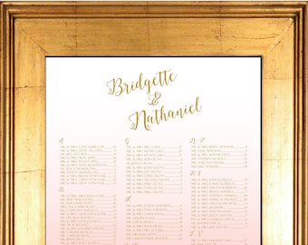 Blush and Gold, Ombre, Digital, Seating Chart, Table Assignment, Wedding, Reception, Seating assigment, escort board, print yourself