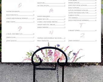 Boho Wildflower Seating Chart, Table Assignment, Escort sign, Wedding Sign, Wedding Reception, Wedding Seating, Wedding Decor, Escort Sign
