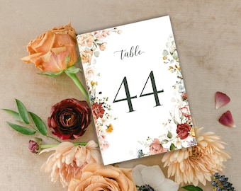 Blush Flower Table Numbers, Wedding Table Numbers, Wedding Table Decor, Table numbers Wedding, Wedding Table number 1 - 50 Instant Download