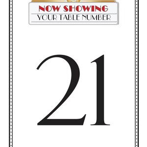 Movie Sign Table Numbers, Marquee Table Numbers, Hollywood Table Numbers, Movie Table Numbers, Black and Gold Numbers 1 50 Instant Print image 4