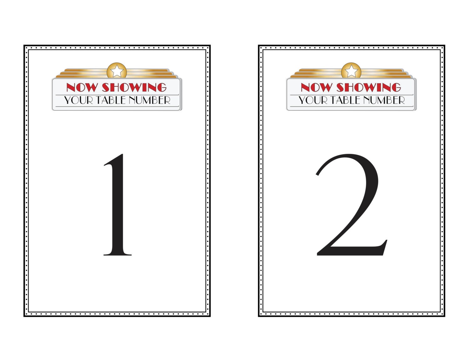 Movie Sign Table Numbers Marquee Table Numbers Hollywood Etsy