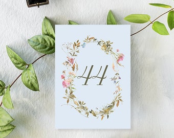 Wildflower Table Numbers, Wedding Table Numbers, Wedding Table Decor, Table numbers Wedding, Wedding Table number 1 - 50 Instant Download