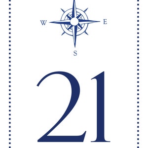 Compass Table Numbers, Nautical, Beach, Seaside, Navy Blue Table Numbers, Shore Table Numbers, 1 50 Instant Download and Print image 4