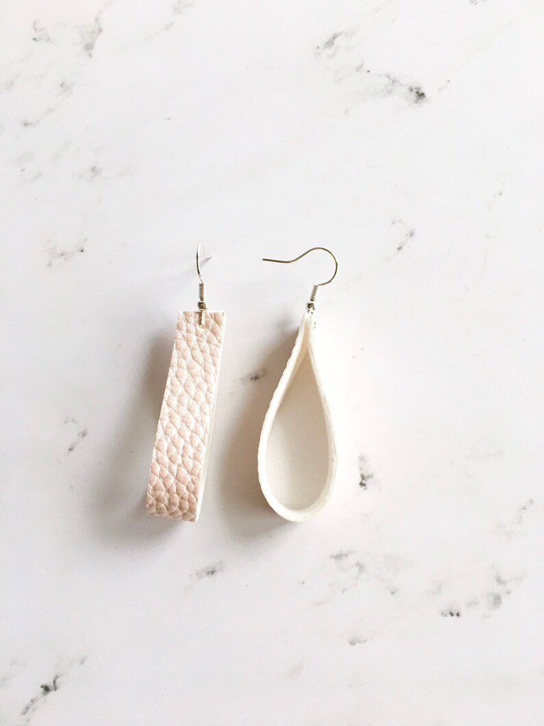 Faux Leather Hoop Earrings Skinny Leather Earrings Pink Etsy