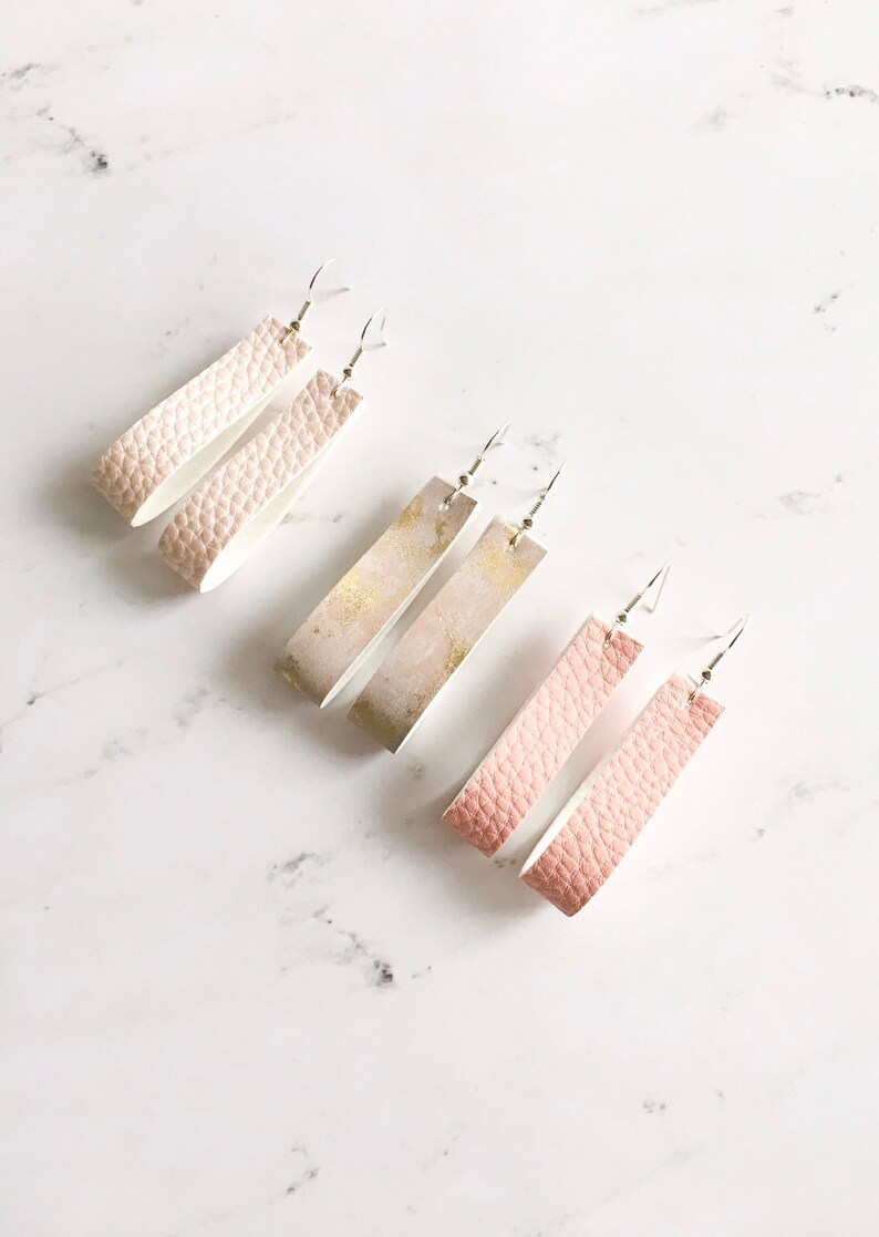 Faux Leather Hoop Earrings Skinny Leather Earrings Pink Etsy