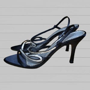 Y2K Vintage FIONI Schwarze Slingback Sandalen (Neuer Zustand)