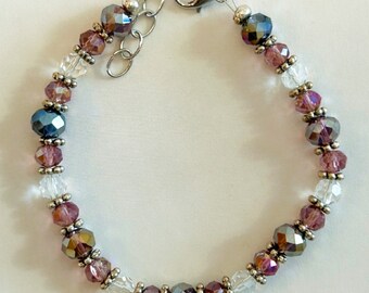 Pink & Purple Ombre Glass Bead Bracelet