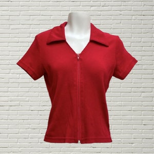 Vintage 80&#39;s Red Full-Zip Top