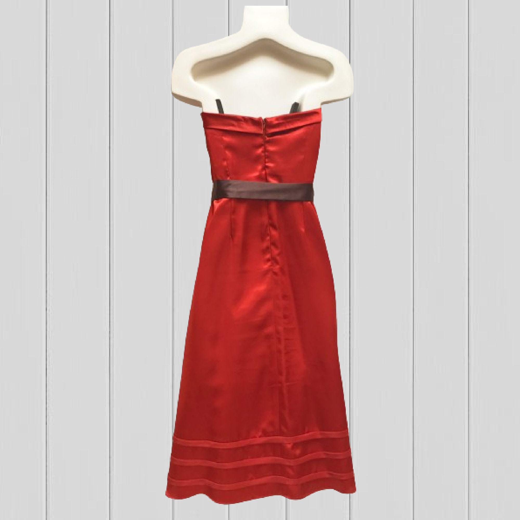 strapless burnt orange dress Claudette Strapless Satin Maxi Dress - Burnt Orange