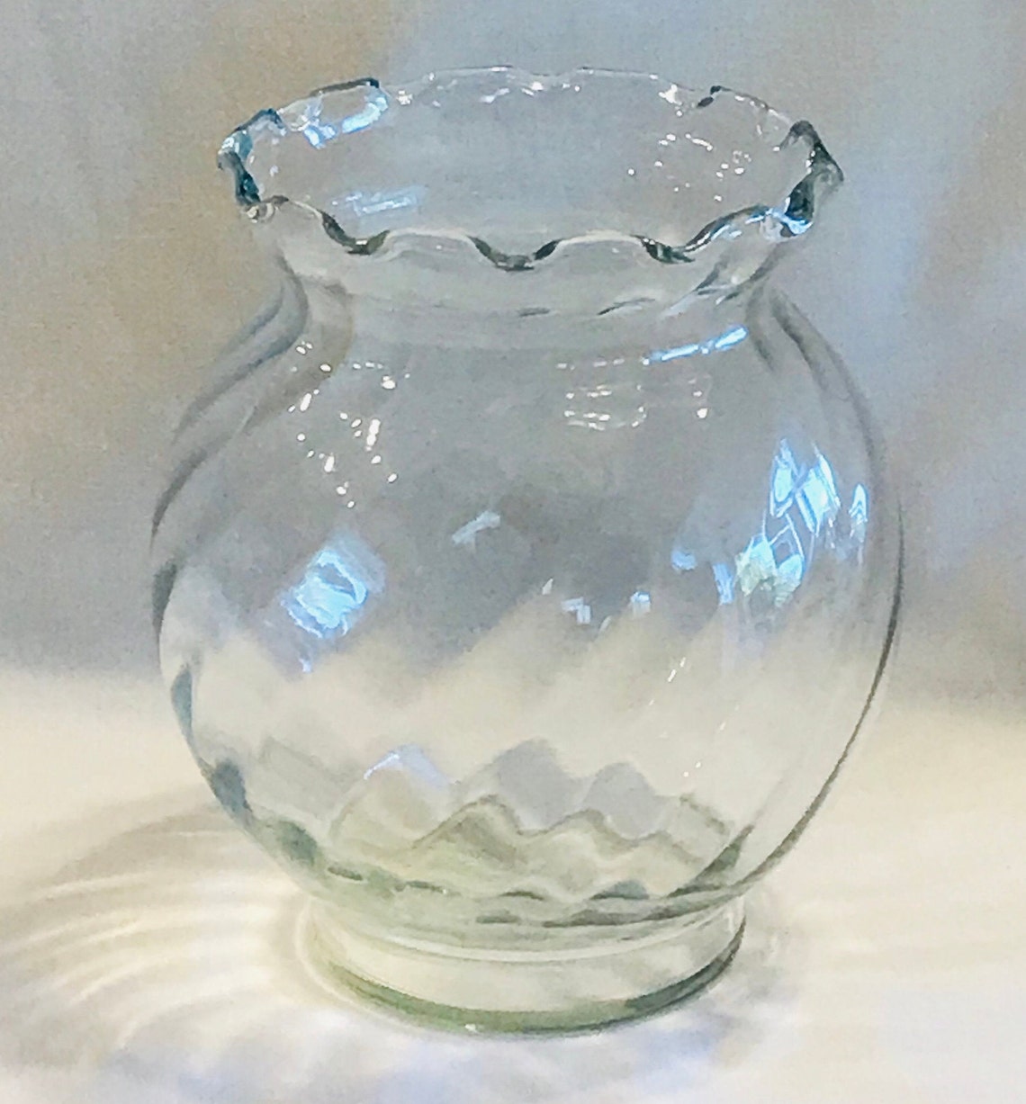 Vintage INDIANA GLASS Ivy Bowl with Optic Crystal Etsy