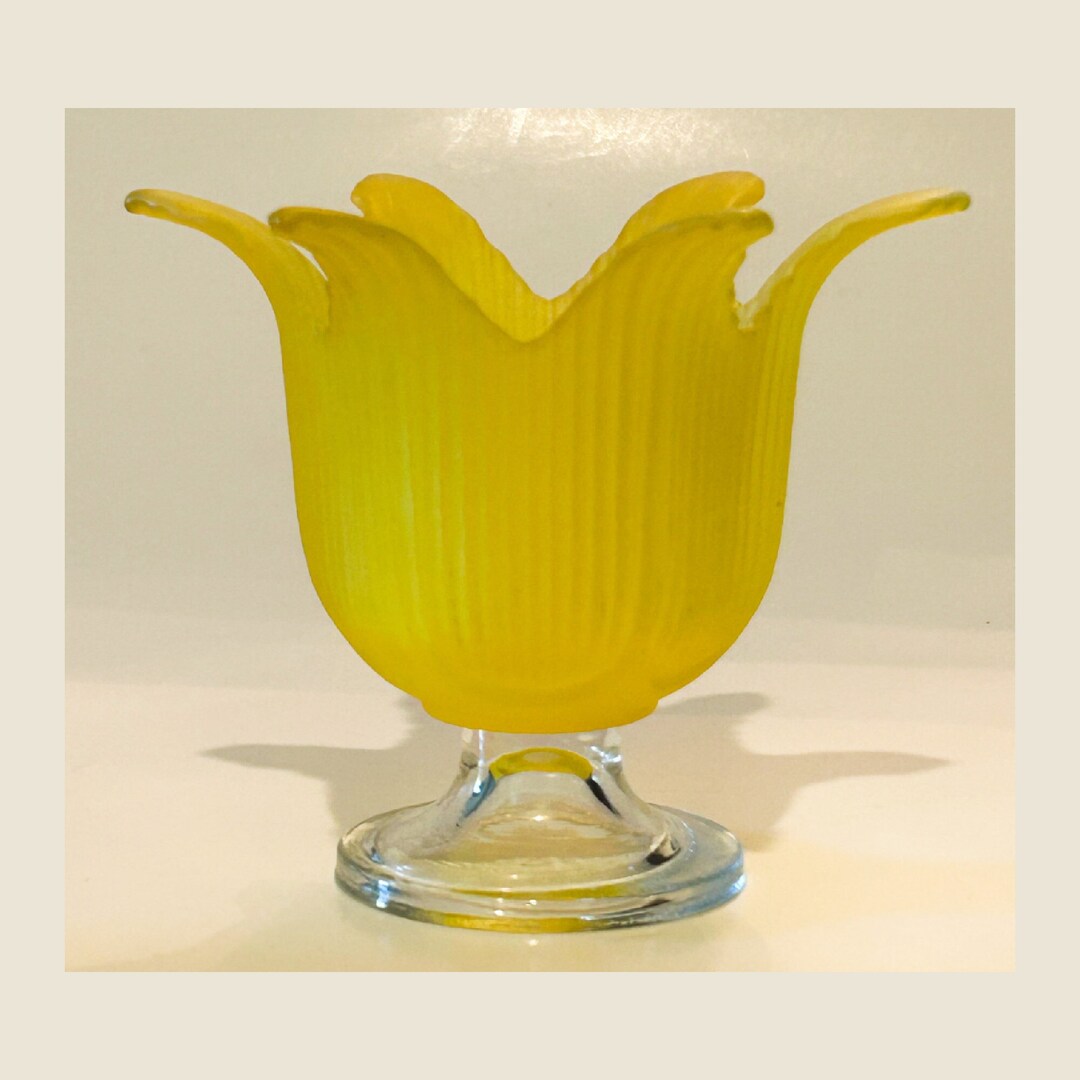 Vintage Frosted Glass Tulip Candle Holder Etsy