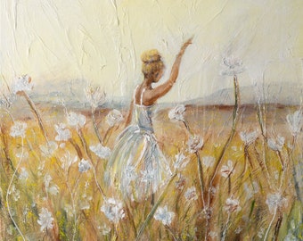 Mr. Bluesky, inspired by the song by ELO, yellow, white, flowers, field, dancer