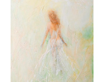 Beeswing, Woman, whisper, field, green, yellow, ethereal fairy