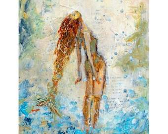 The Sea is Calling, strong woman, ocean dreaming, mermaid, siren, ocean by Linda Clayton