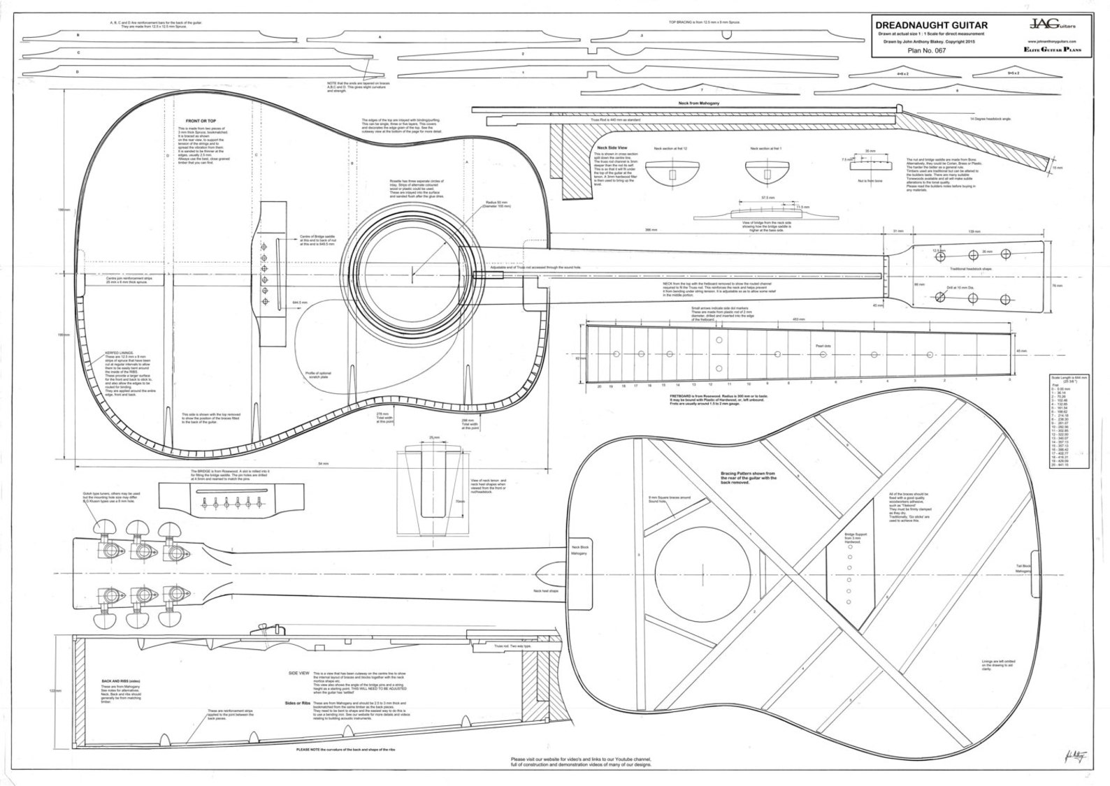 Plan to Build Dreadnought Acoustic Guitar/diy Project or Ideal Etsy