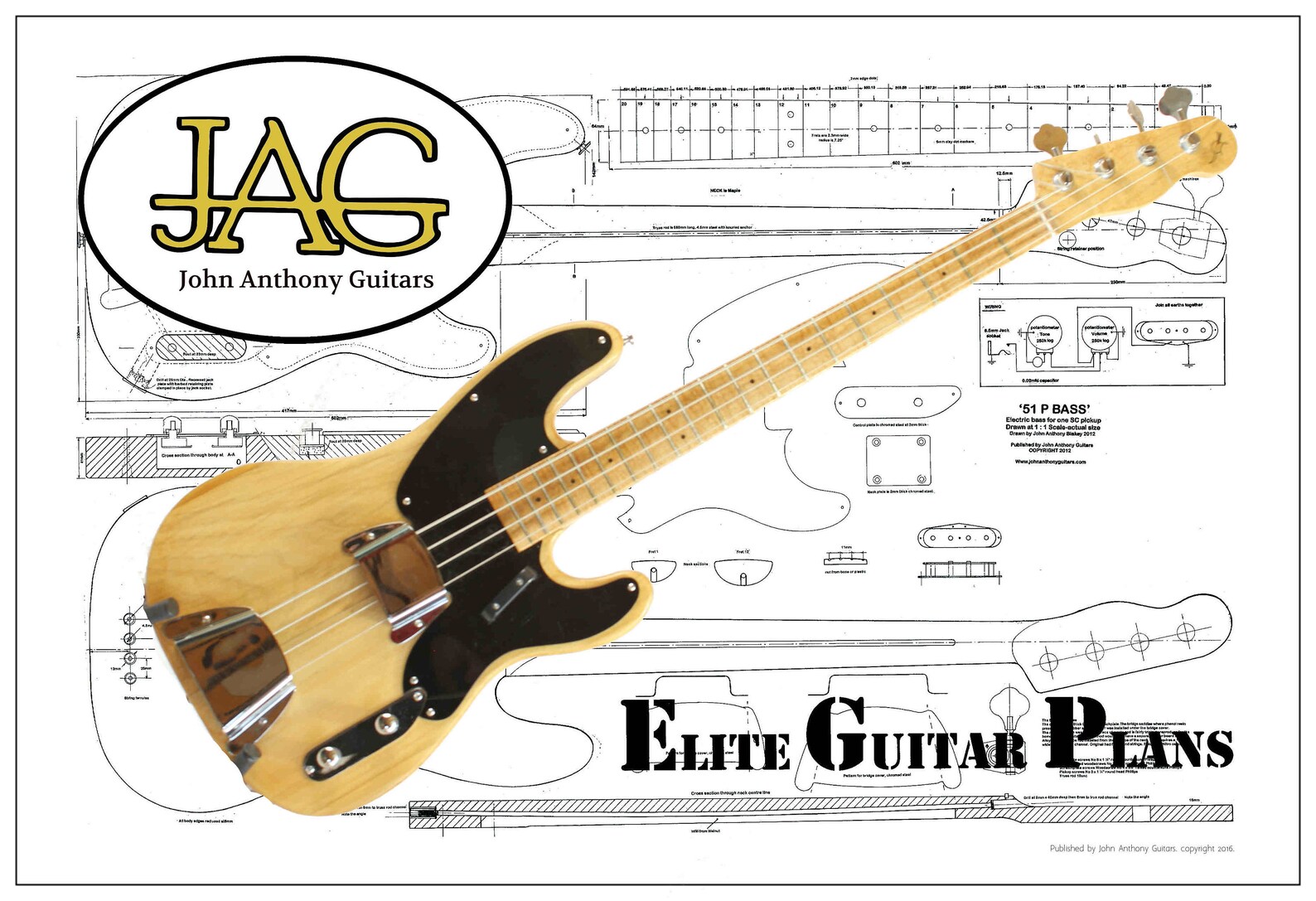 Plan to Build 51 P Bass Electric Guitar/diy Project or Ideal Etsy