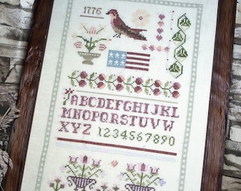Patriotic Band Sampler Cross Stitch Pattern, Liberty Americana (PDF Pattern)