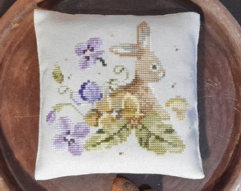 Cross stitch primitive PDF rabbit pattern chart, spring bunny cross stitch, Samplers and Primitives, Easter cross stitch, primitive bunny