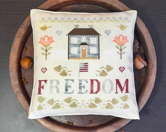 PDF DIGITAL Cross stitch patriotic pattern chart, Samplers and Primitives, Freedom patriotic, pattern liberty Americana, primitive decor