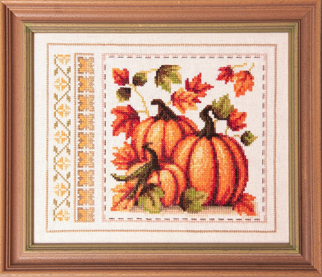 Autumn Pumpkin Cross Stitch Pattern, Thanksgiving Sampler (PDF Pattern ...