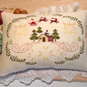 Primitive Christmas cross stitch pattern pdf download, Samplers and Primitives, Christmas cross stitch bowl filler, pincushion Christmas