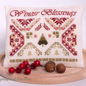 Primitive Christmas cross stitch pattern pdf download, Samplers and Primitives, Christmas cross stitch bowl filler, Quaker sampler Christmas